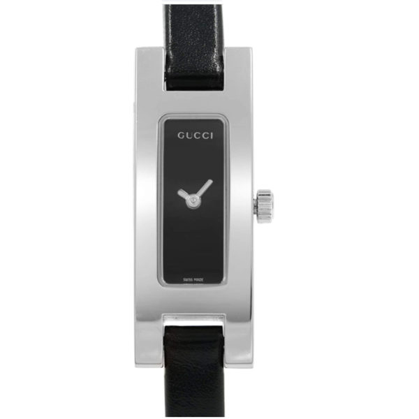 Ρολόι γυναικείο με λουράκι Gucci 3900L από ανοξείδωτο ατσάλι μαύρο καντράν YA039520