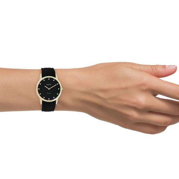 Ρολόι OOZOO Timepieces Crystals Μαύρο Λουράκι από καουτσούκ C20178