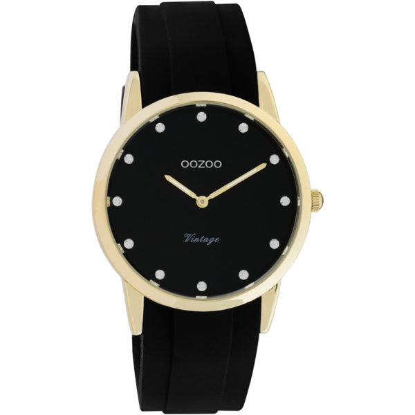 Ρολόι OOZOO Timepieces Crystals Μαύρο Λουράκι από καουτσούκ C20178