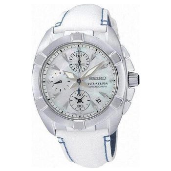 Ρολόι Seiko Velatura με διαμάντια χρονογράφος λευκό SNDZ41P1