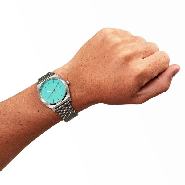 nixon time teller watch silverturquoise alt nx a x