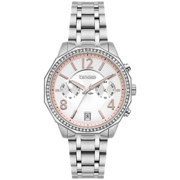 Ρολόι γυναικείο Breeze Crystal Swarovski Dual Time 612451.4